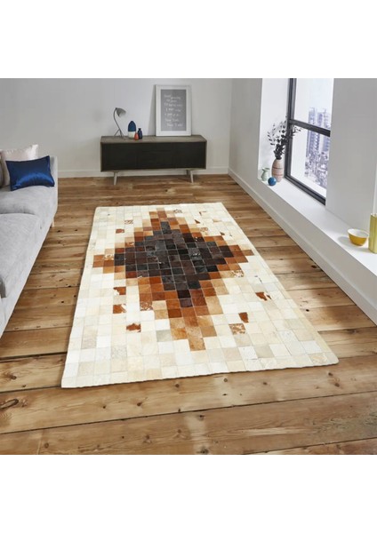 Krem Dana Derisi Patchwork Halı 240 x 340 cm