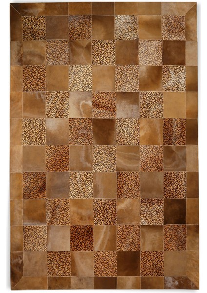 Leopar Desenli Kahverengi Rengi Doğal Dana Derisi Halı 120 x 180 cm