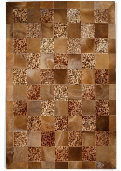 Leopar Desenli Kahverengi Rengi Doğal Dana Derisi Halı 160 x 230 cm