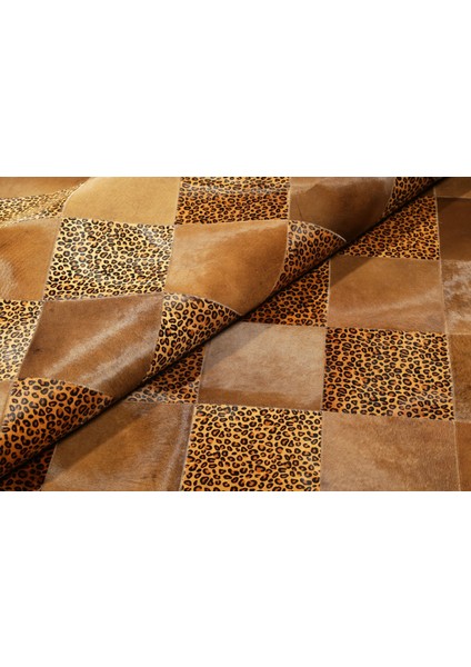 Leopar Desenli Kahverengi Rengi Doğal Dana Derisi Halı 160 x 230 cm fiyatları