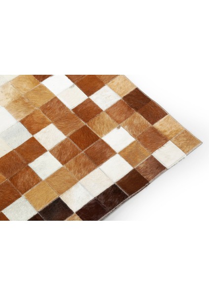 Kahverengi & Beyaz Doğal Dana Derisi Patchwork Halı 120 x 180 cm fırsatları