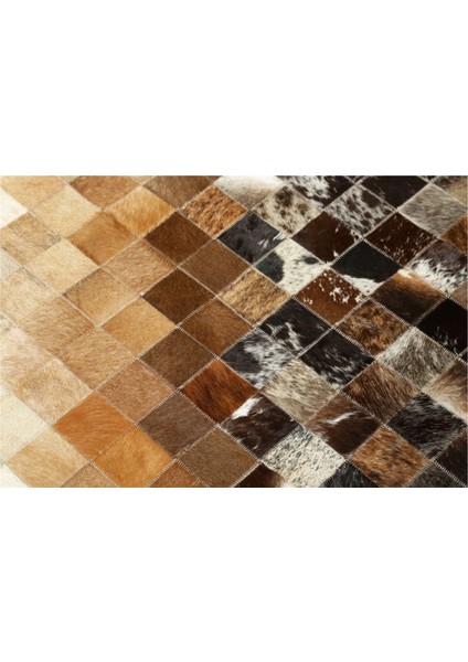 Çok Renkli Dana Derisi Patchwork Halı 200 x 300 cm