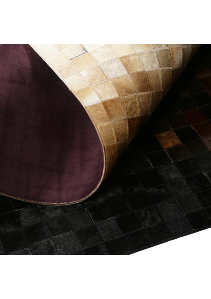 Krem Dana Derisi Patchwork Halı 80 x 150 cm
