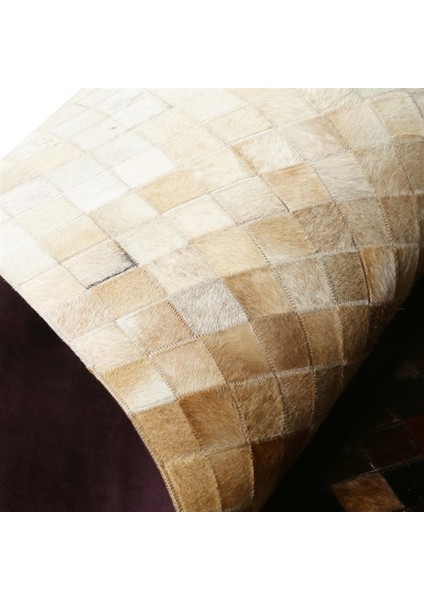 Krem Dana Derisi Patchwork Halı 80 x 150 cm
