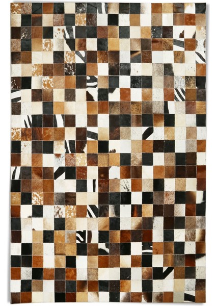 Çok Renkli Doğal Dana Derisi Patchwork Halı 160 x 230 cm