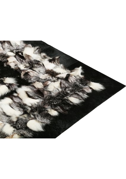 Siyah Dana Derisi Bordürlü Renkli Doğal Kürk Halı 80 x 150 cm fiyatları
