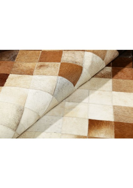 Kahverengi & Krem Doğal Dana Derisi Halı 200 x 300 cm fırsatları