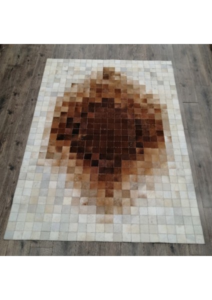 Kahverengi & Krem Dana Derisi Patchwork Halı 140 x 200 cm