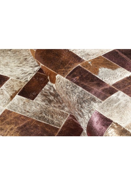 Çok Renkli Doğal Dana Derisi Patchwork Halı 240 x 340 cm