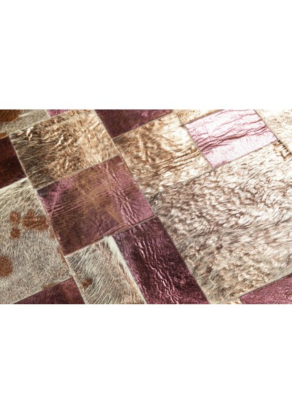 Çok Renkli Doğal Dana Derisi Patchwork Halı 240 x 340 cm