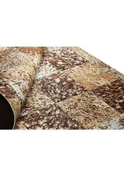 Kahverengi Benekli Doğal Dana Derisi Patchwork Halı 240 x 340 cm fırsatları