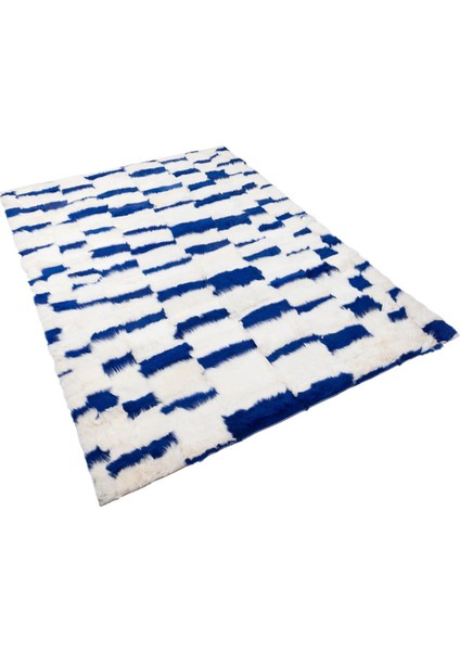 Lacivert & Krem Doğal Kürk Halı 80 x 150 cm fiyatları