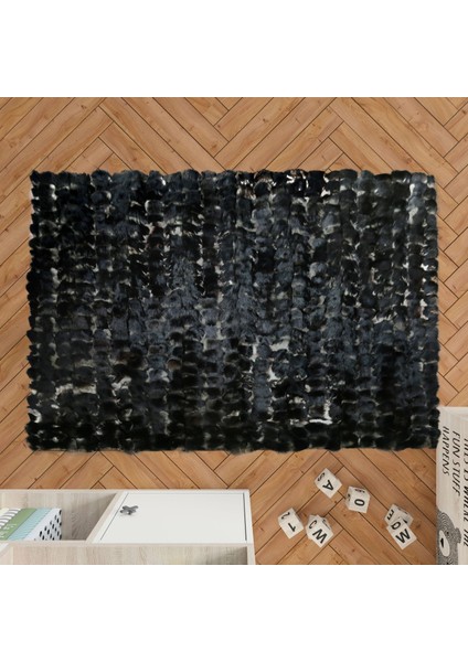 Siyah Rengi Sobul Doğal Kürk Halı 140 x 200 cm