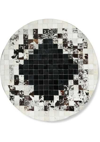 Siyah Beyaz Desenli Patchwork Dana Derisi 150 x 150 cm