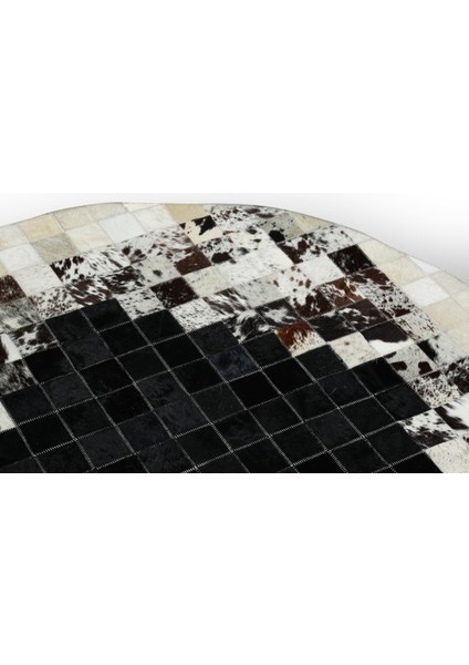 Siyah Beyaz Desenli Patchwork Dana Derisi 150 x 150 cm