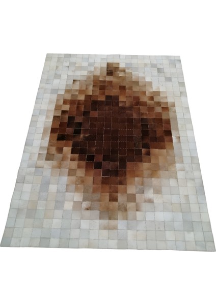 Kahverengi & Krem Dana Derisi Patchwork Halı 80 x 150 cm