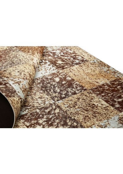 Kahverengi Benekli Doğal Dana Derisi Patchwork Halı 120 x 180 cm fırsatları