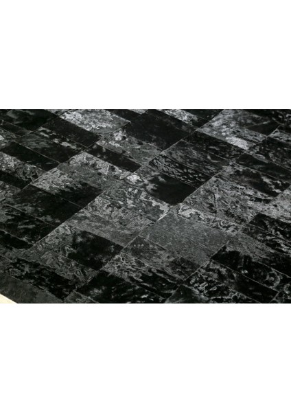 Gold Varaklı Siyah Renk Doğal Dana Derisi Halı 80 x 150 cm fırsatları