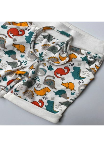 Oeko-Tex Class Erkek Bebek 2'li Takım, Kısa Kol Parçalı Çıtçıtlı T-Shirt, Paça Katlı Şort Cotton Çıtçıtlı
