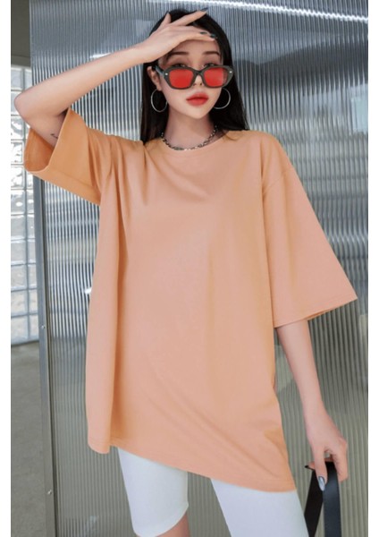 Somon Basic Düz Baskısız Oversize Salas Boyfriend Kadın T-Shirt