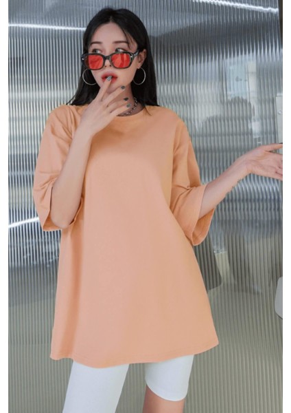 Somon Basic Düz Baskısız Oversize Salas Boyfriend Kadın T-Shirt