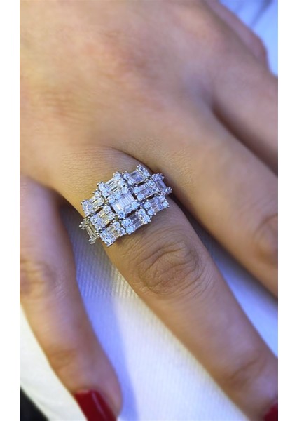 Kadın Baget Taşlı Gümüş Yüzük fiyatları