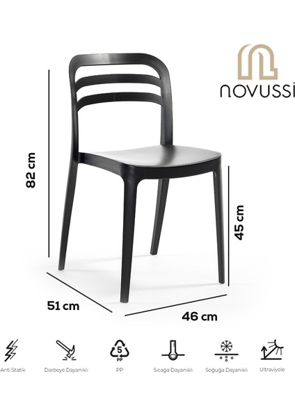 Aspen Bahçe Balkon Renkli Sandalye Siyah 6'lı Set modelleri