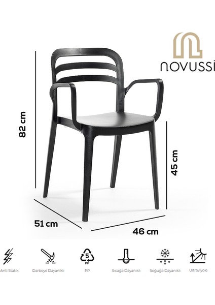 Aspendos Bahçe Balkon Renkli Koltuk Siyah 6'lı Set modelleri