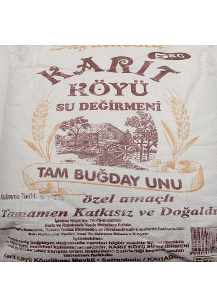 Tam Buğday Unu Su Değirmeninde Çekilmiş 5 kg