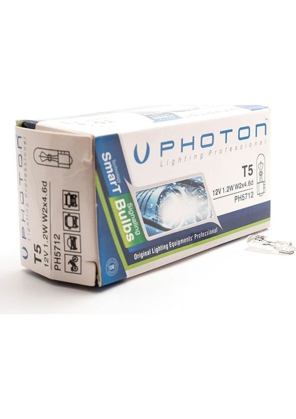 T5 Minik Dipsiz Oto Ampul 12V 1.2W Photon PH5712 10ADET