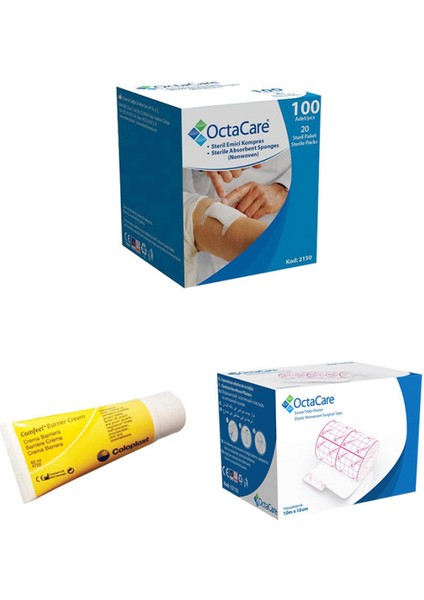 Steril Nonwowen Gazlı Bez 7,5 x 7,5cm 100 Adet + Fix 10 cm x 10 mt + Bariyer Krem 60 ml
