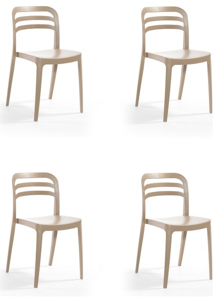 Aspen Bahçe Balkon Renkli Sandalye Cappucino 4'lü Set