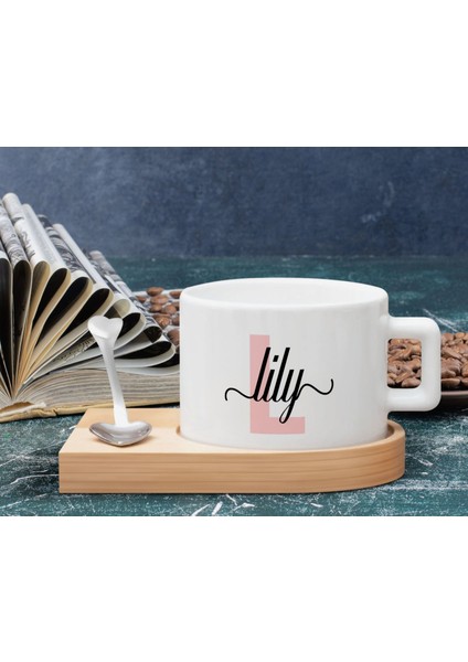Kişiye Özel Isimli Ahşap Altlıklı Seramik Fincan, Doğum Günü Hediyesi, Arkadaşa Hediye, Ev Hediyesi, Kahve Ve Çay Bardak Seti-5 fırsatları