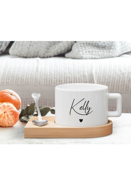 Kişiye Özel Isimli Ahşap Altlıklı Seramik Fincan, Doğum Günü Hediyesi, Arkadaşa Hediye, Ev Hediyesi, Kahve Ve Çay Bardak Seti-3 fiyatları