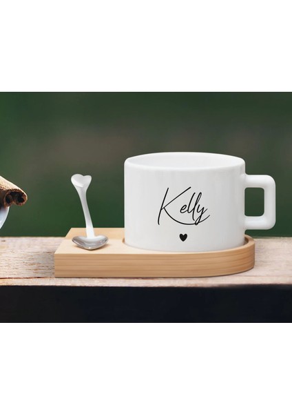 Kişiye Özel Isimli Ahşap Altlıklı Seramik Fincan, Doğum Günü Hediyesi, Arkadaşa Hediye, Ev Hediyesi, Kahve Ve Çay Bardak Seti-3 modelleri