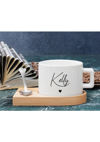 Kişiye Özel Isimli Ahşap Altlıklı Seramik Fincan, Doğum Günü Hediyesi, Arkadaşa Hediye, Ev Hediyesi, Kahve Ve Çay Bardak Seti-3 fırsatları