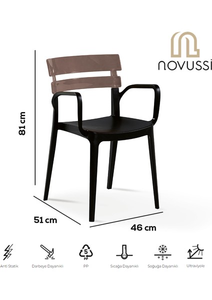 Bermuda Siyah Ayaklı Bahçe Balkon Koltuk Cappucino 6'lı Set fiyatları