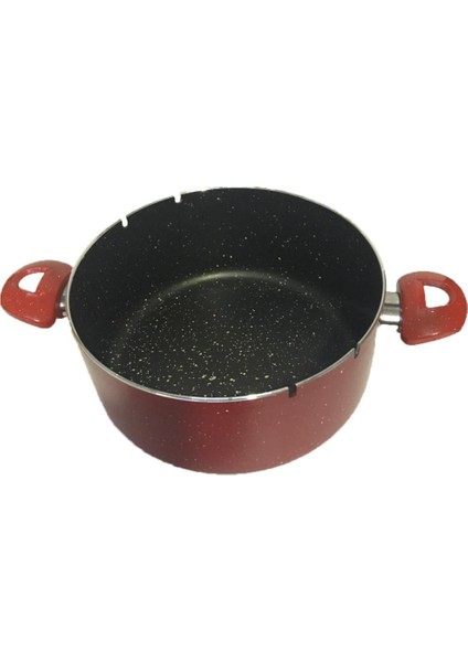 24CM Çap Özel Çentikli Cam Kapaklı Izgaralı Granit Cips Tenceresi 10CM Derin Yanmaz Yapışmaz Yüzey fırsatları