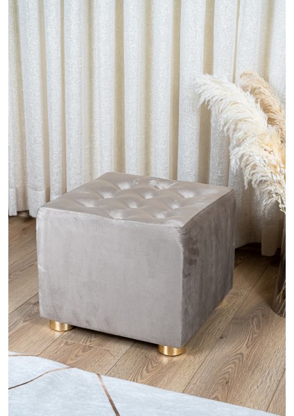 Premium Gold Ayaklı Vizon Düğmeli Kadife Kumaşlı Ahşap Puf,ev Salon Puf Bench Silinebilir Puf fiyatları