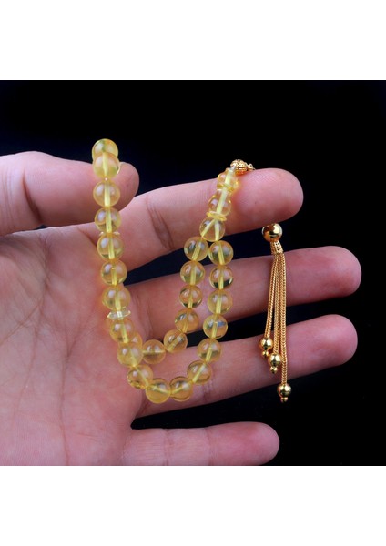 Altın Kaplama Gümüş Püsküllü Şeffaf Damla Kehribar Tesbih modelleri