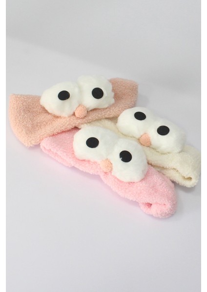 Baykuş Peluş Bandana Makyaj Spa Saç Bandı Pembe modelleri