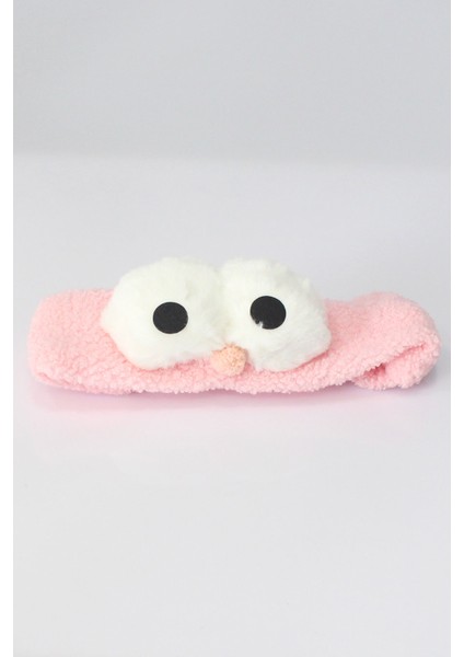 Baykuş Peluş Bandana Makyaj Spa Saç Bandı Pembe fırsatları