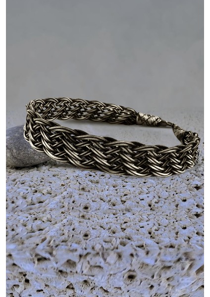 Gümüş Tamamen El Işçiliği Kazaziye Işlemeli Örgülü Erkek Bileklik fiyatları