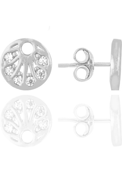 Gümüş Rodyumlu Zirkon Taşlı Küpe