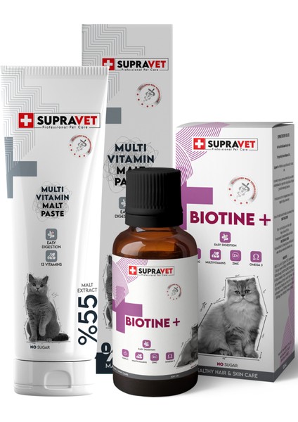 Set-04 Multi Vitaminli Kedi Malt Macunu 100 gr + Biotine Tüy Dökülmesi Engelleyici Damla 100 ml