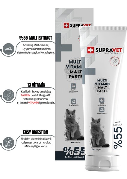 Set-04 Multi Vitaminli Kedi Malt Macunu 100 gr + Biotine Tüy Dökülmesi Engelleyici Damla 100 ml