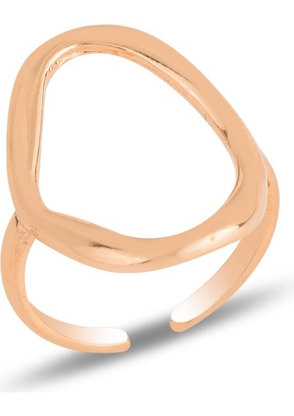 Gümüş Rose Ayarlamalı Oval Yüzük