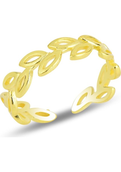 Gümüş Altın Yaldızlı Ayarlamalı Sarmaşık Yüzük