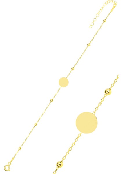 Gümüş Altın Yaldızlı Top Top Zincirli Pul Bileklik