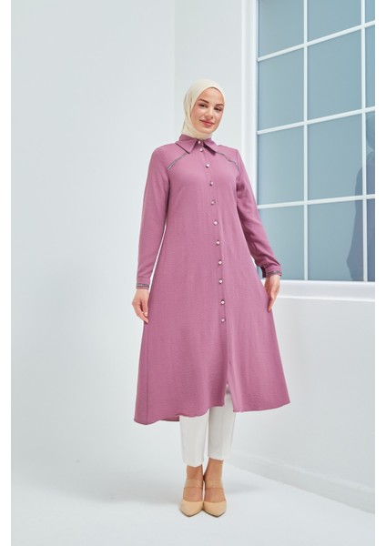 Wazze Kolu ve Önü Taş Detaylı Tunik modelleri